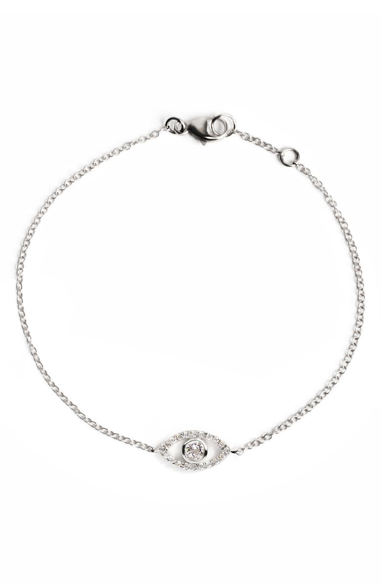 Anzie Classique Pavé Evil Eye Bracelet, Main, color, Silver