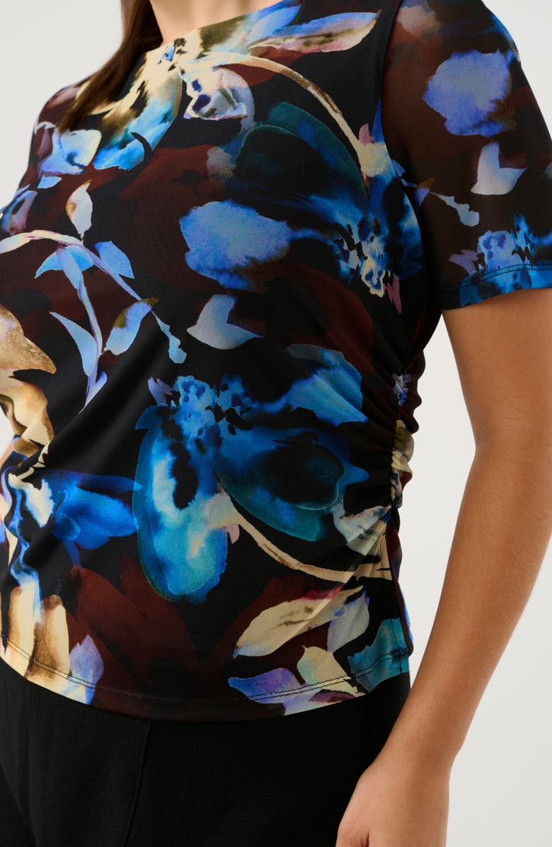 Estelle Cleo Floral Mesh Top, Alternate, color, Chocolate Winter