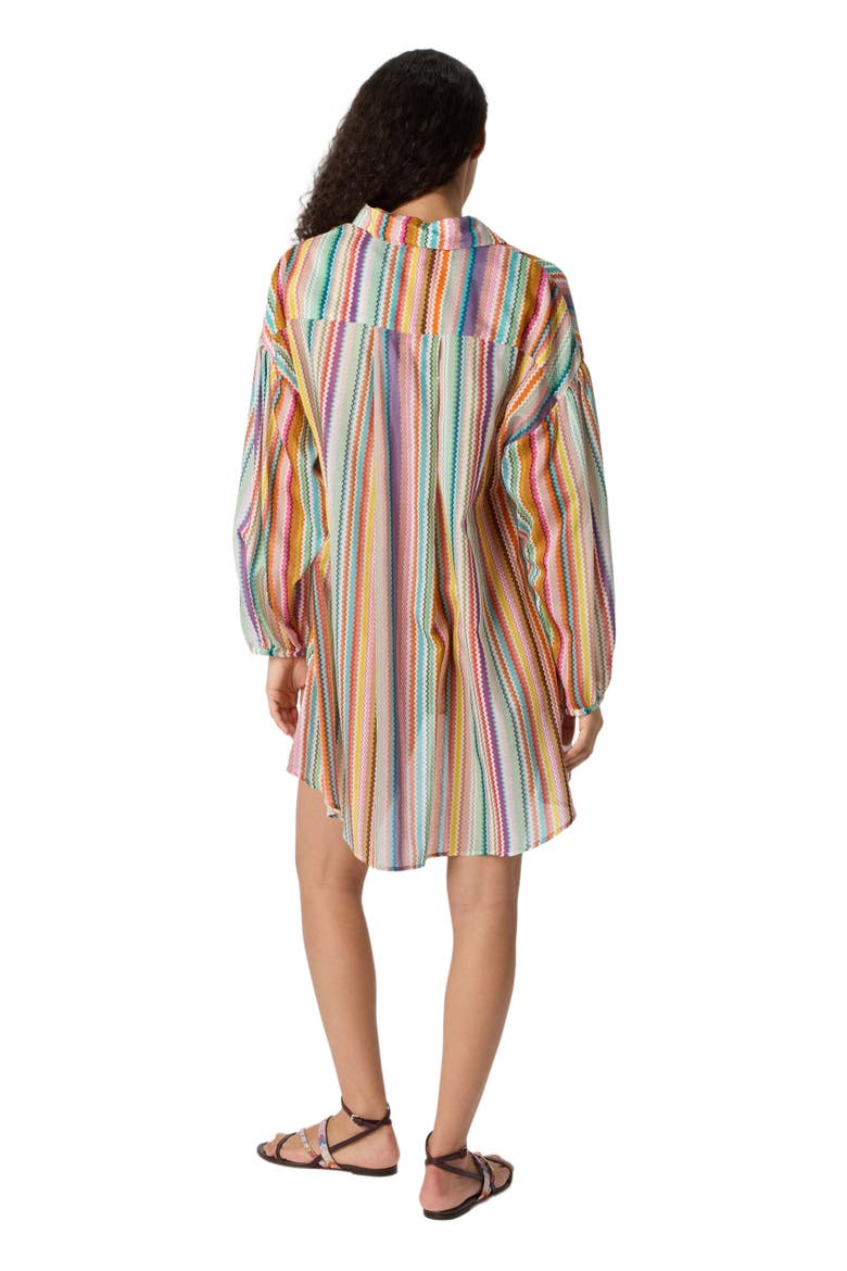 Shirt In Cotton And Silk With Zigzag Pattern, Alternate, color, Multicoloured