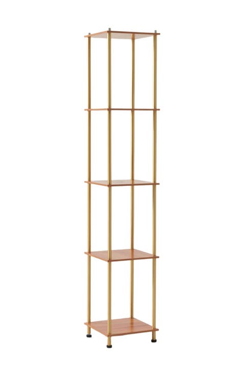 Aria 63" Touch LED Wood Shelf Floor Lamp with Wireless Charging Pad