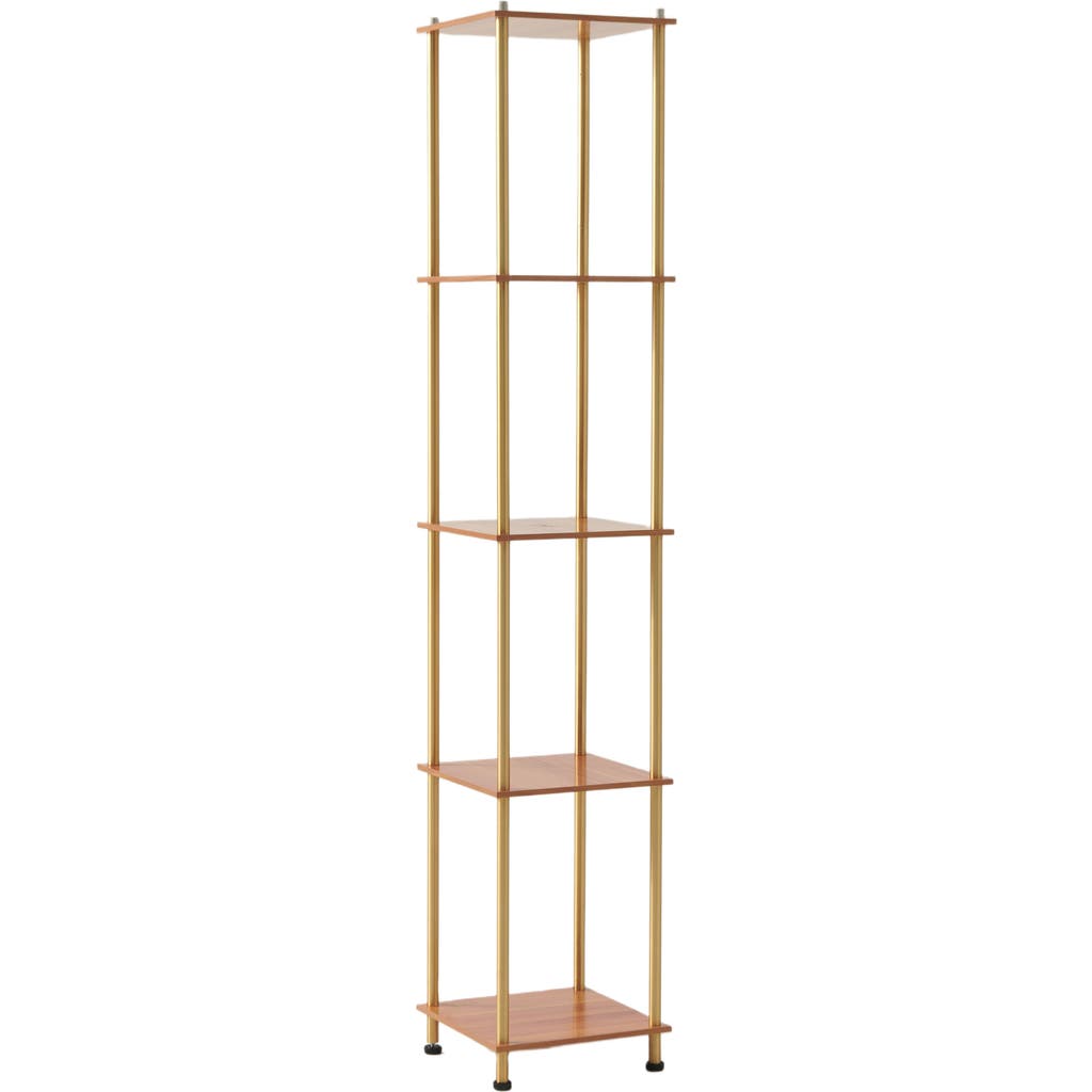 Brightech Aria 63" Touch LED Wood Shelf Floor Lamp with Wireless Charging Pad in Antique Brass  product