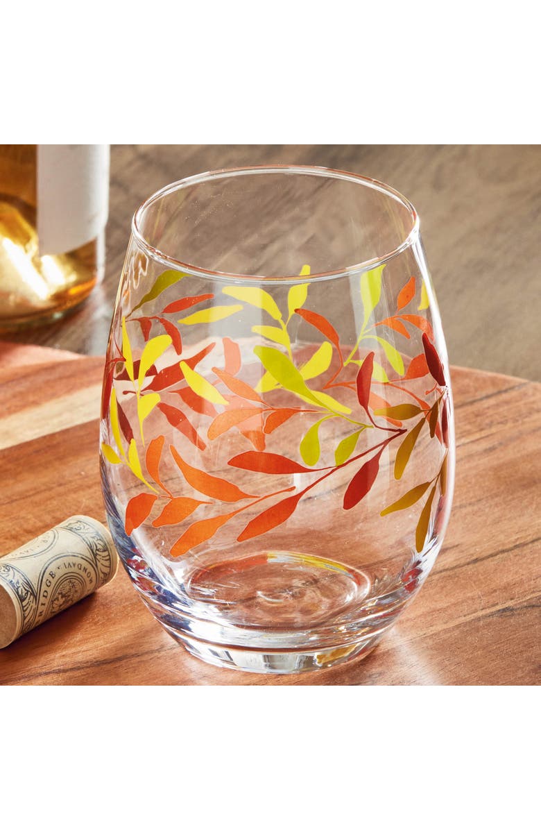 tag Autumn Botanical Stemless Wine Glasses Multicolor Drinkware, Alternate, color, Multicolored