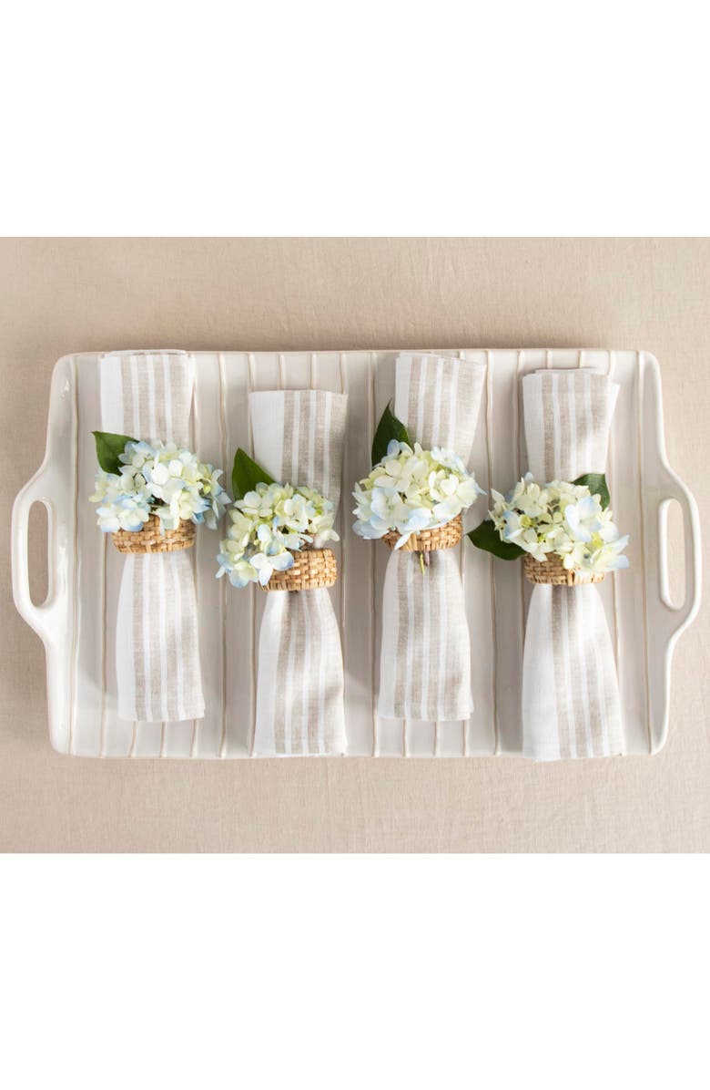 Solino Home Linen Dinner Napkins - Farmhouse, 20" x 20" Inch, Alternate, color, Natural And White