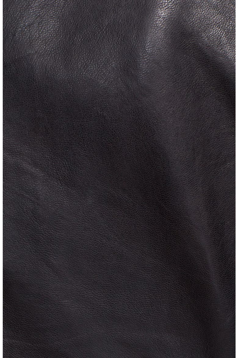 'Roark' Stand Collar Leather Jacket, Alternate, color, BLACK