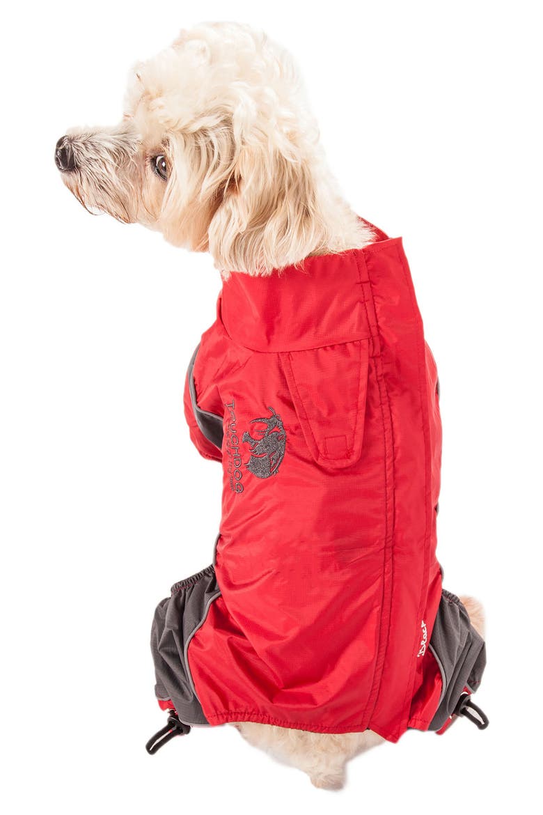 Quantum-Ice Full-Bodied Adjustable and 3M Reflective Dog Jacket - Large, Main, color, RED CHARCOAL GREY