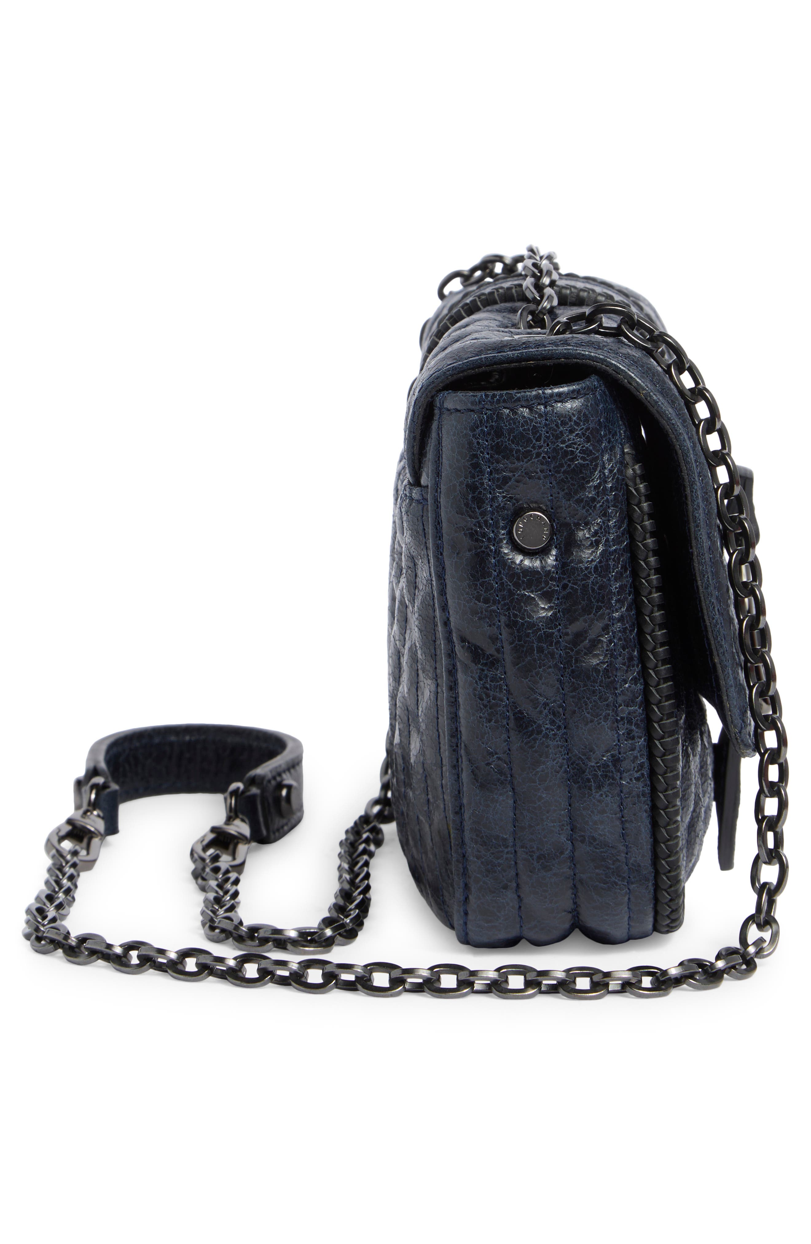 Longchamp Amazone Matelasse Leather Crossbody Bag, Alternate, color, Navy