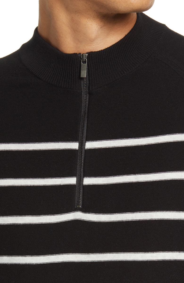 Open Edit Stripe Mock Neck Cotton Blend Sweater, Alternate, color, 