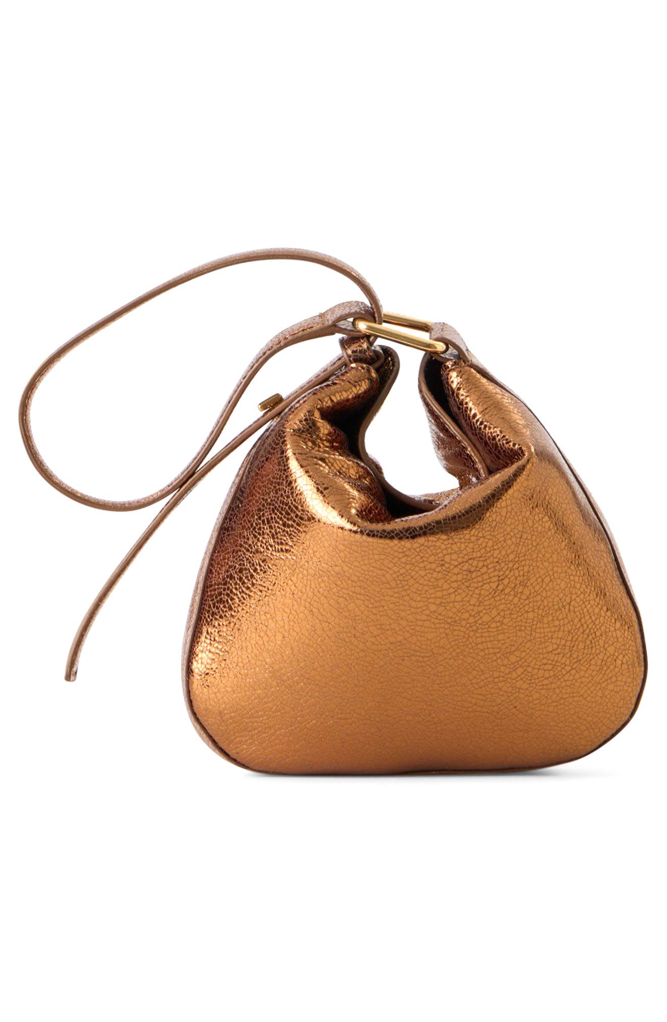 Mini Anna Metallic Leather Hobo Bag, Alternate, color, BRONZE/ GOLD