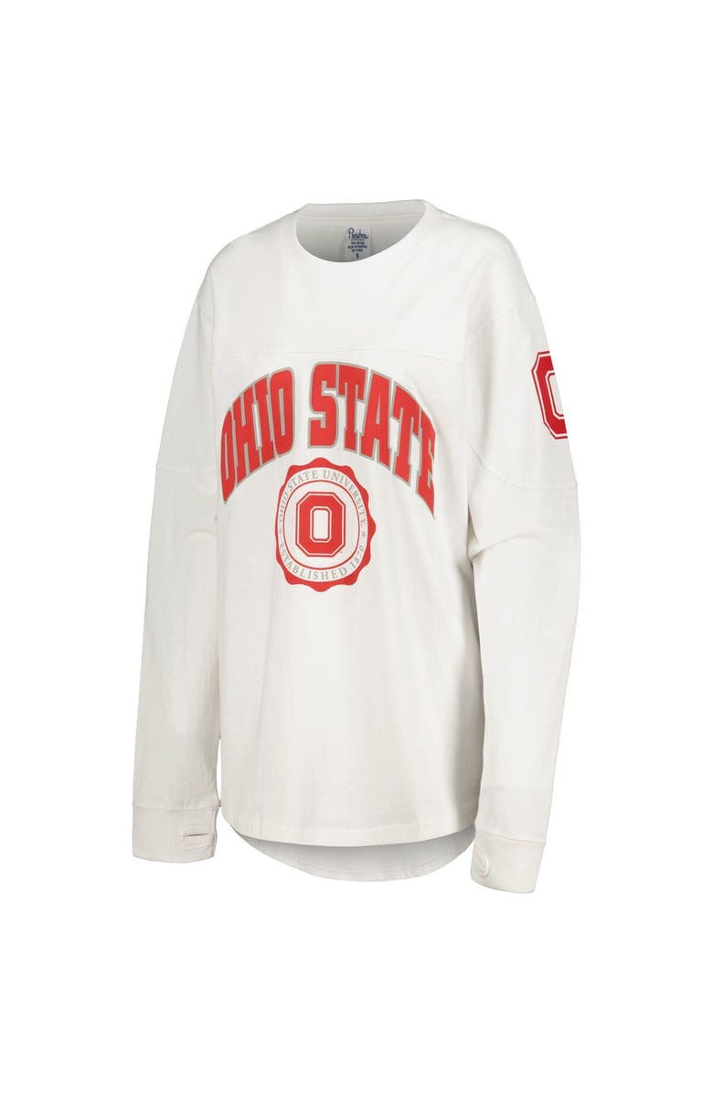 PRESSBOX Women's Pressbox White Ohio State Buckeyes Edith Long Sleeve T-Shirt, Alternate, color,