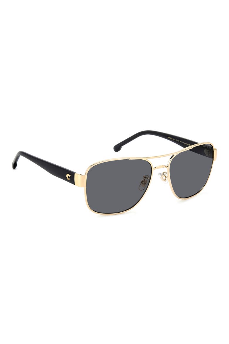 Carrera 3042/S 58mm Polarized Rectangular Sunglasses, Alternate, color, GOLD/BLACK