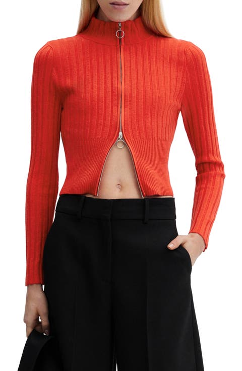 Zip Front Rib Crop Cardigan