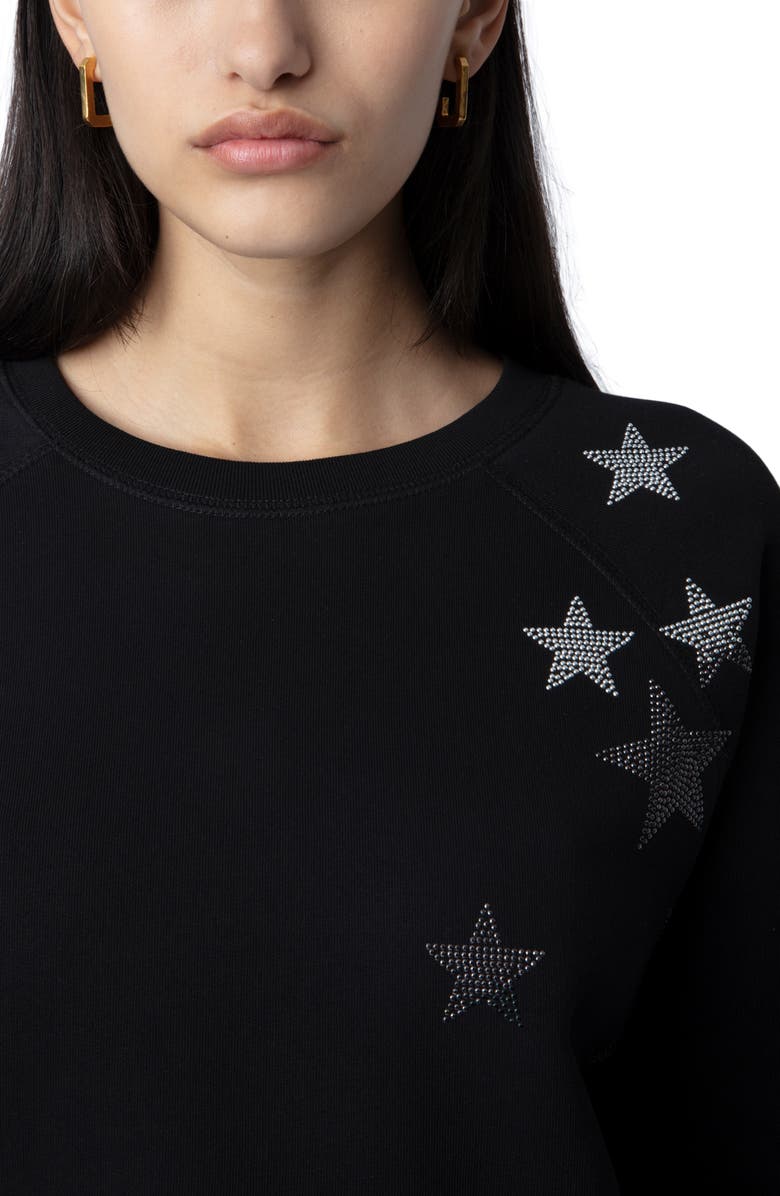 Zadig & Voltaire Embellished Star Cotton Sweatshirt, Alternate, color, Noir