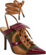 AZALEA WANG Ambre Lace Up Pointed Toe Bootie
