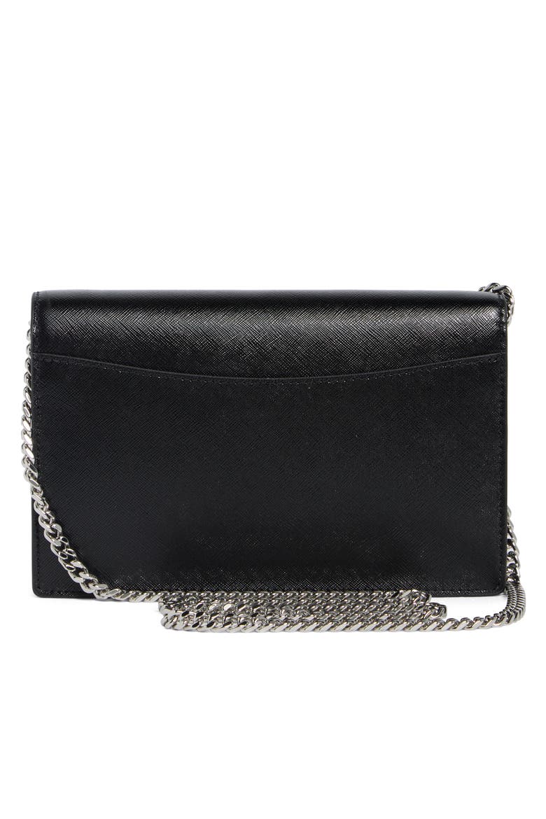 Party On Saffiano Wallet On a Chain, Alternate, color, BLACK