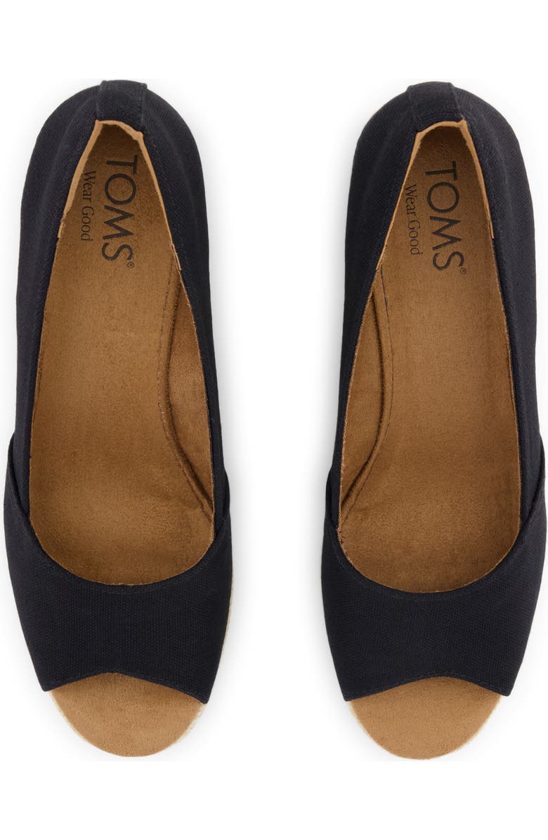 TOMS Rania Peep Toe Wedge Pump, Alternate, color, Black