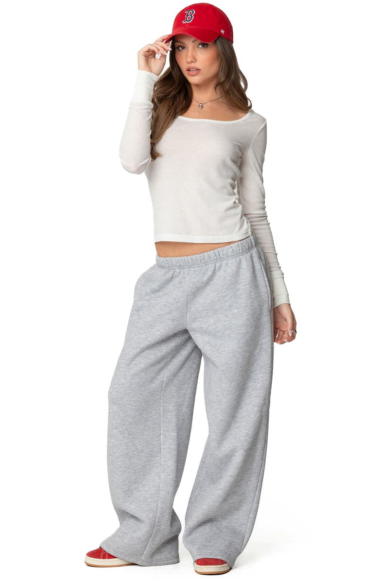 EDIKTED Hailey Rib Scoop Neck Top, Alternate, color, White