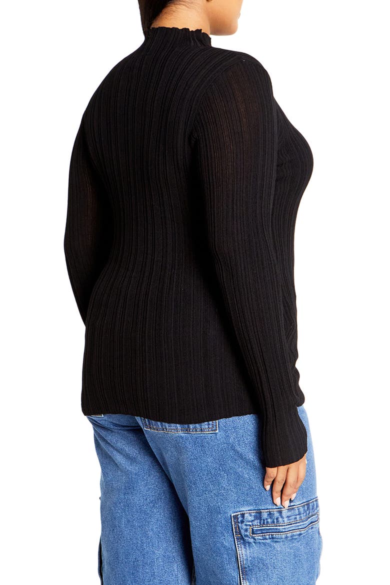 Crinkle Mock Neck Sweater, Alternate, color, BLACK