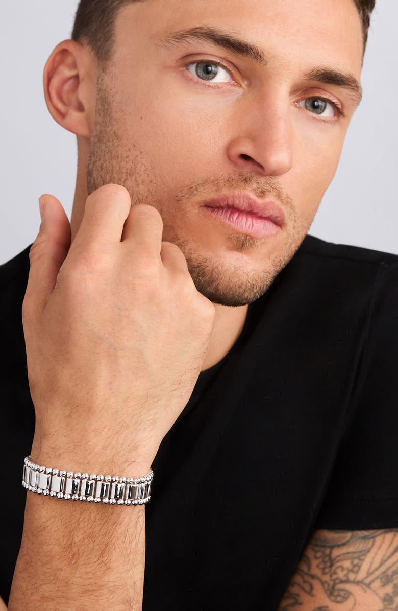 LAGOS Men's Anthem Caviar Lined Bracelet, Alternate, color, Silver