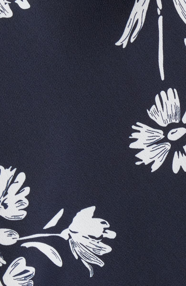 Tahari ASL Floral Tie Neck Sleeveless Satin Top, Alternate, color, Navy Ivory