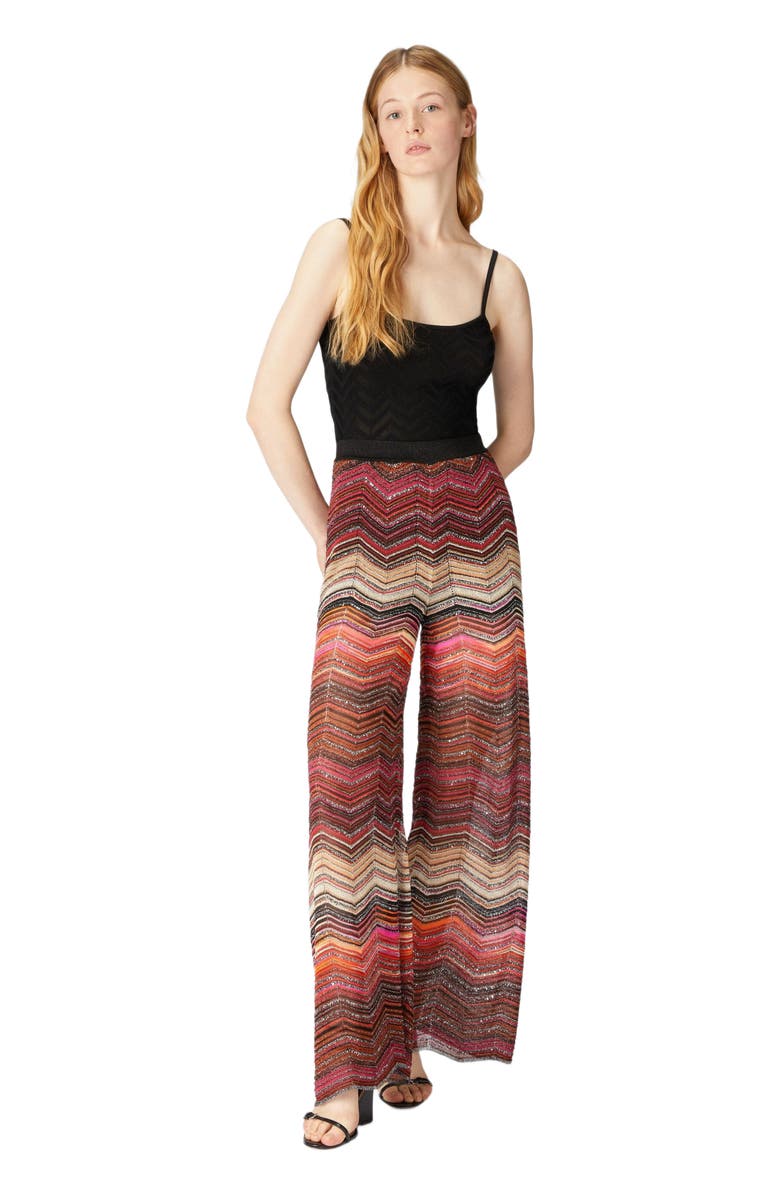 Missoni Palazzo Chevron Lamé Trousers With Sequins, Main, color, Multicoloured 2