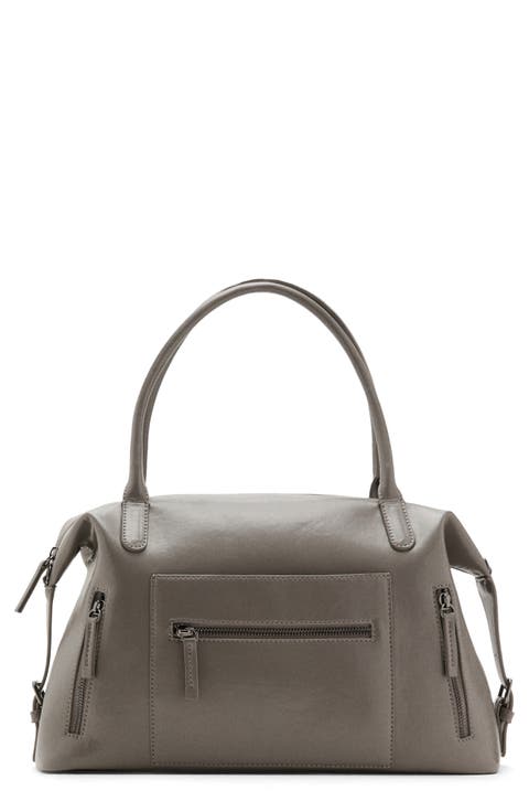 Large Structured Faux Leather Shoulder Bag