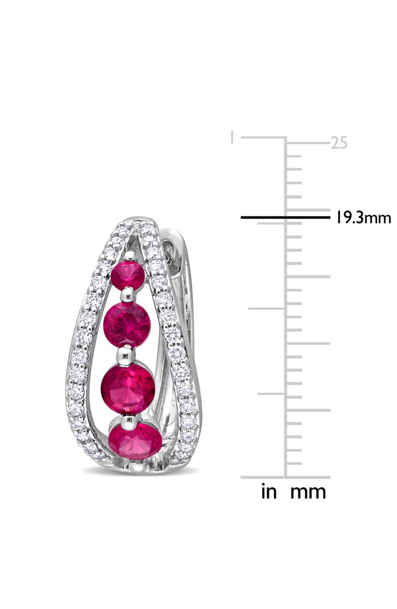 Julianna B. Lab-Created Ruby & Diamond Hoop Earrings 14k, Alternate, color, Ruby