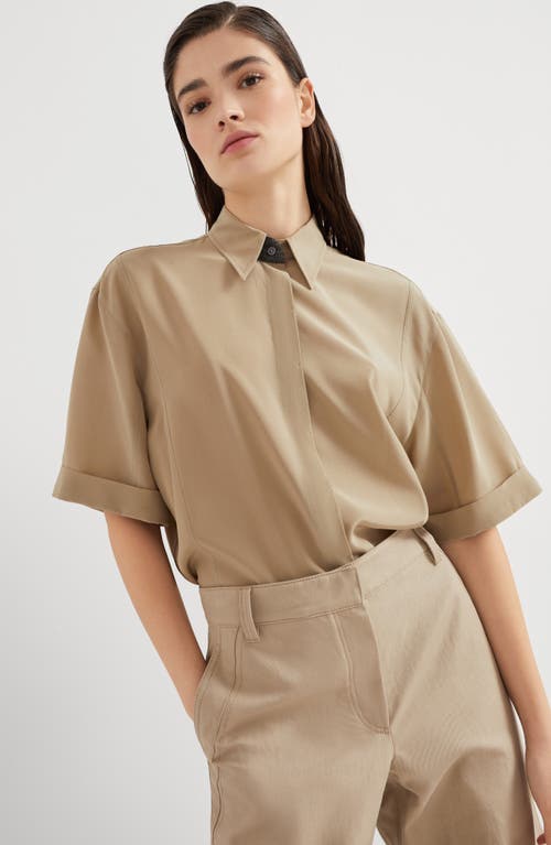 Brunello Cucinelli Crêpe De Chine Shirt In Beige
