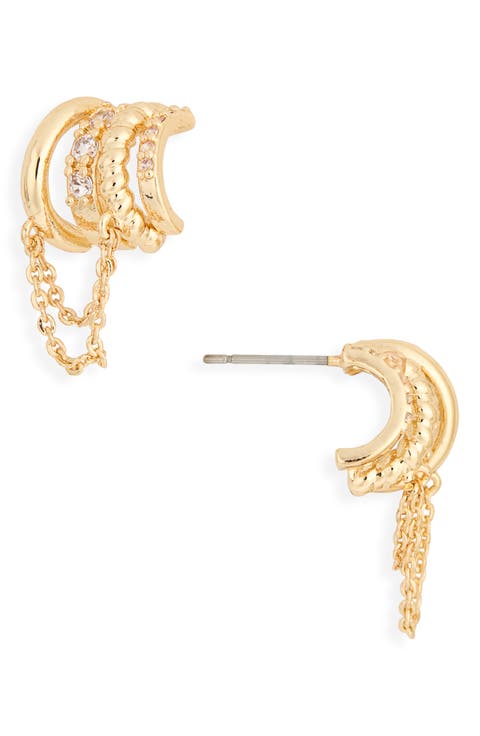 Crystal Chain Drop Hoop Earrings