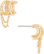 Panacea Crystal Chain Drop Hoop Earrings