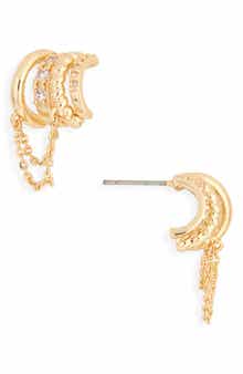 Crystal Chain Drop Hoop Earrings