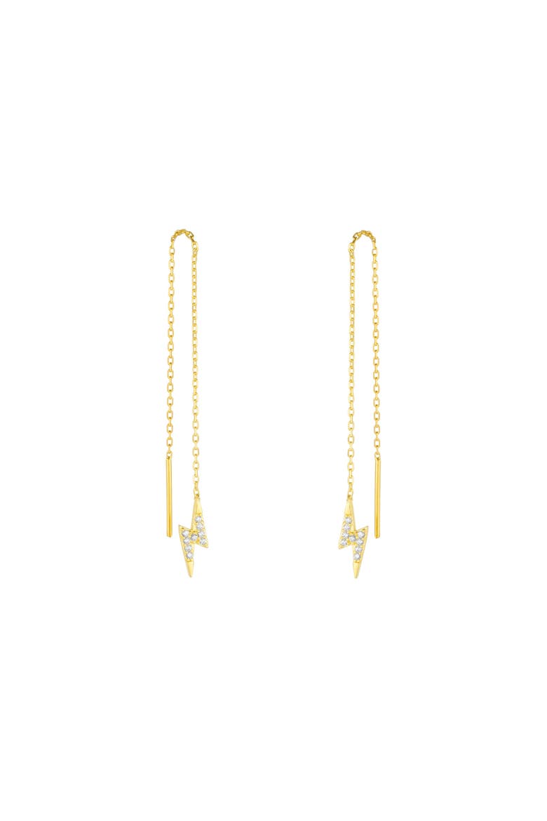Lightning Bolt Sterling Silver Chain Drop Earrings, Main, color, Gold