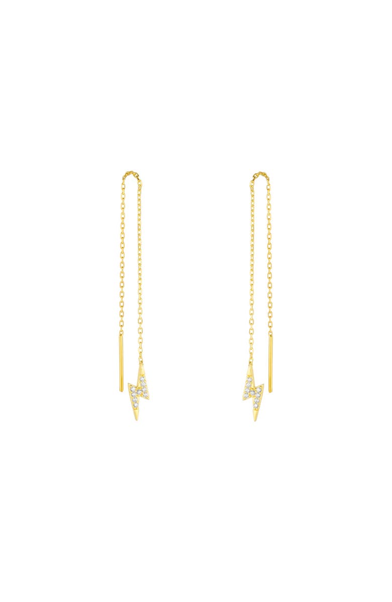 Spero London Lightning Bolt Sterling Silver Chain Drop Earrings, Main, color, Gold