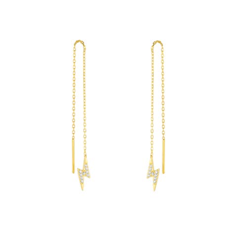 Lightning Bolt Sterling Silver Chain Drop Earrings