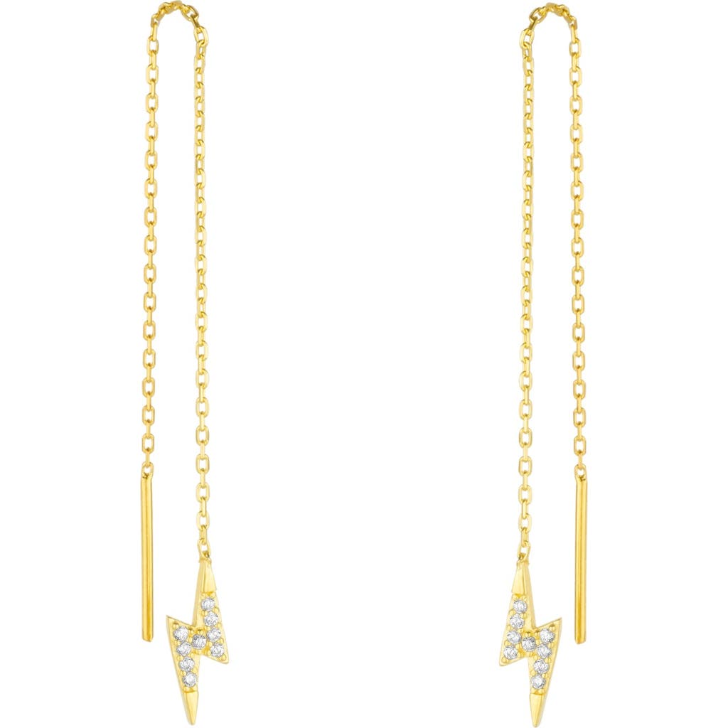 Spero London Lightning Bolt Sterling Silver Chain Drop Earrings In Gold