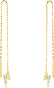 Spero London Lightning Bolt Sterling Silver Chain Drop Earrings
