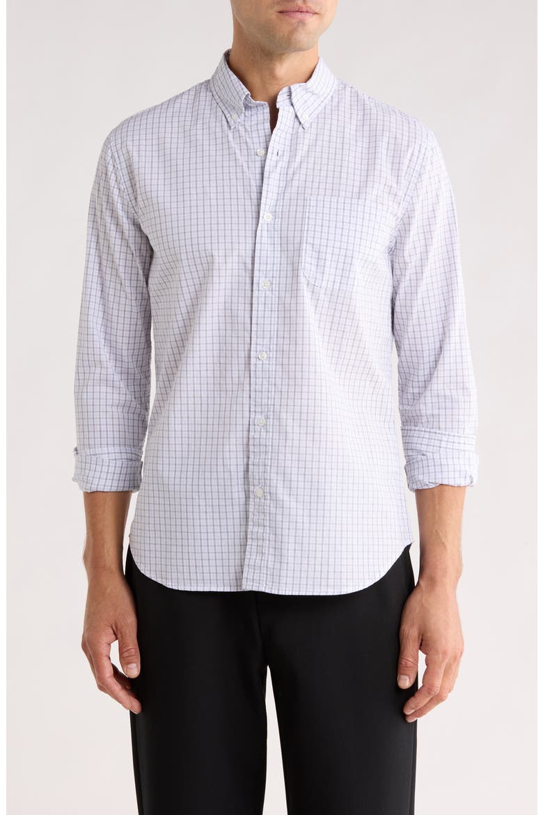 Earhart Tattersall Slim Fit Button Front Shirt, Main, color, WHITE/ NAVY/ LAVENDER