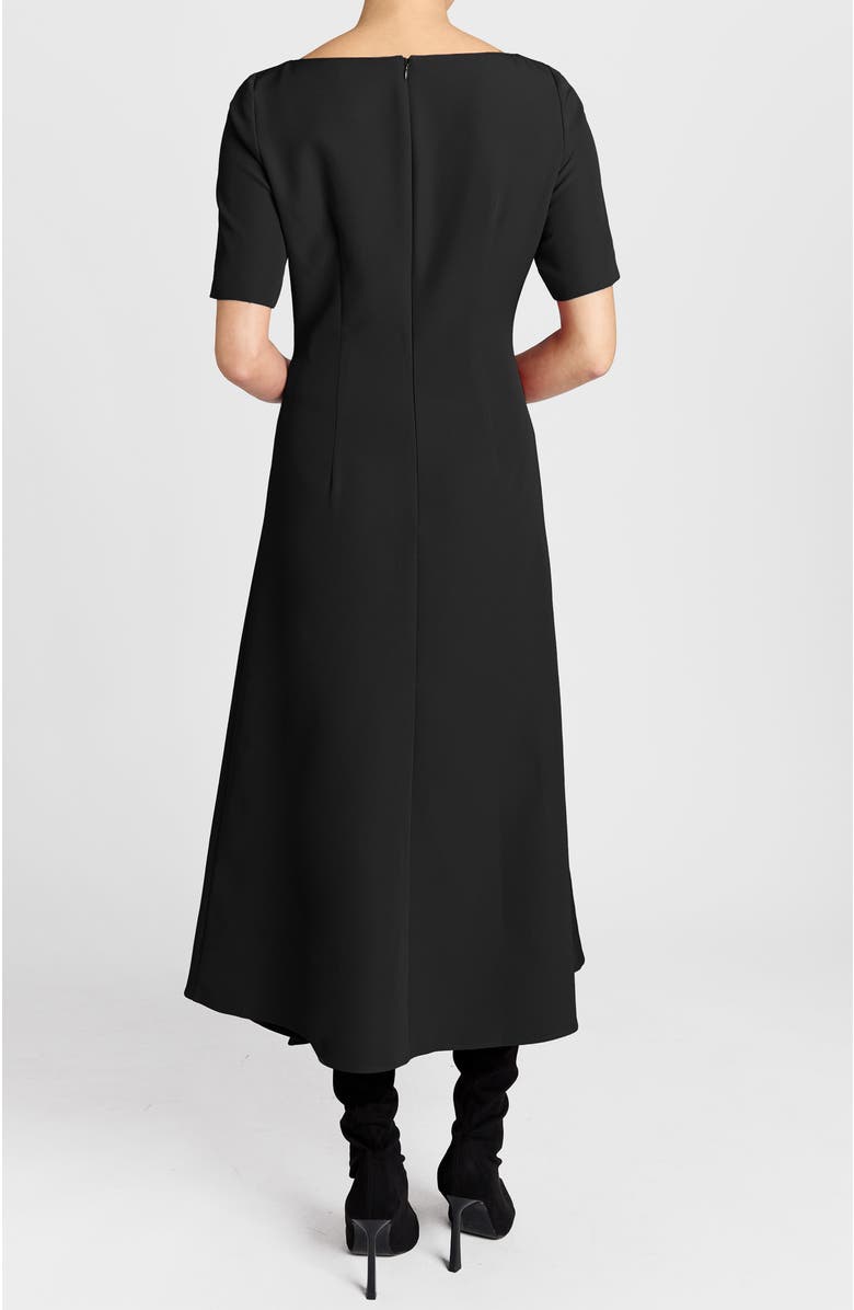 Santorelli Inez Short Sleeve Midi A Line Dress in Soft Stretch Crepe, Alternate, color, Black