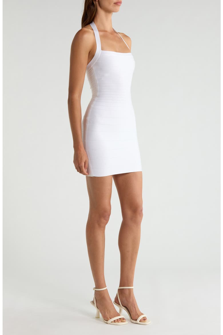 The Silhouette Halter Bandage Minidress, Alternate, color, WHITE