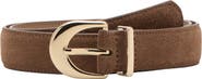 MANGO Oval Buckle Suede Belt