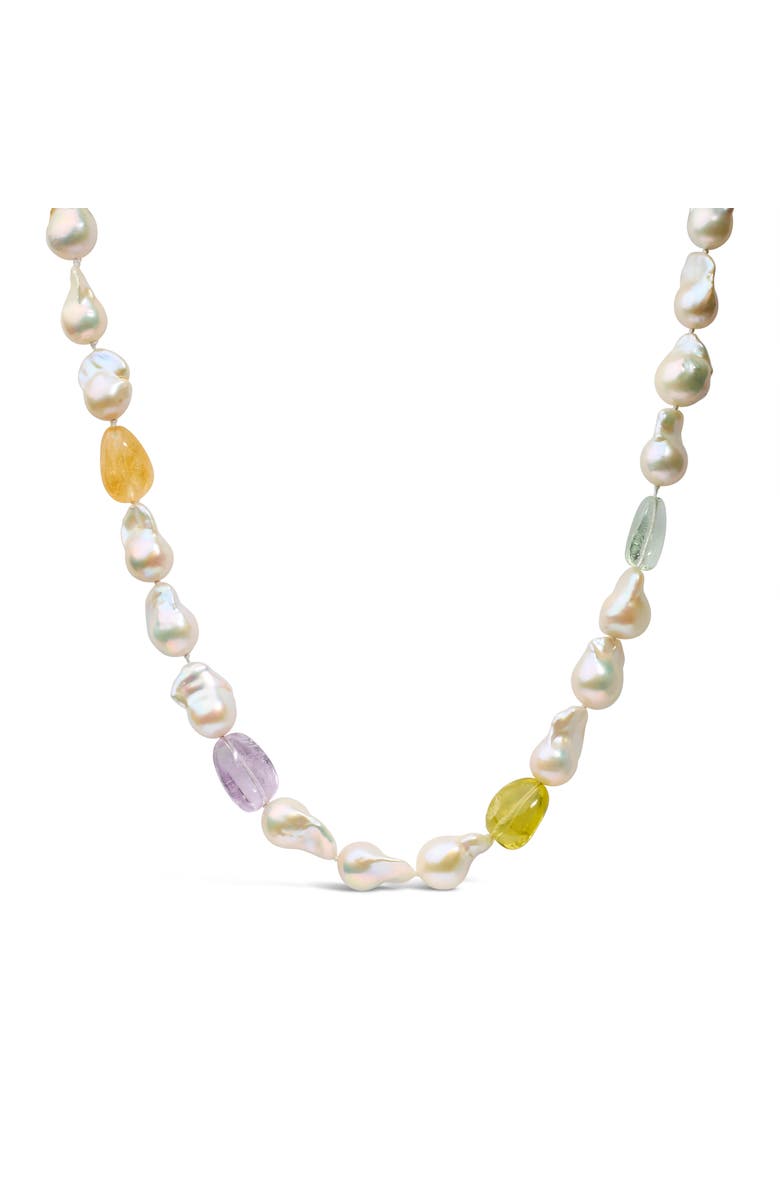 Haus of Brilliance 14K Yellow Gold Citrine, Amethyst, and Baroque Pearl Strand Necklace, Main, color, Yellow