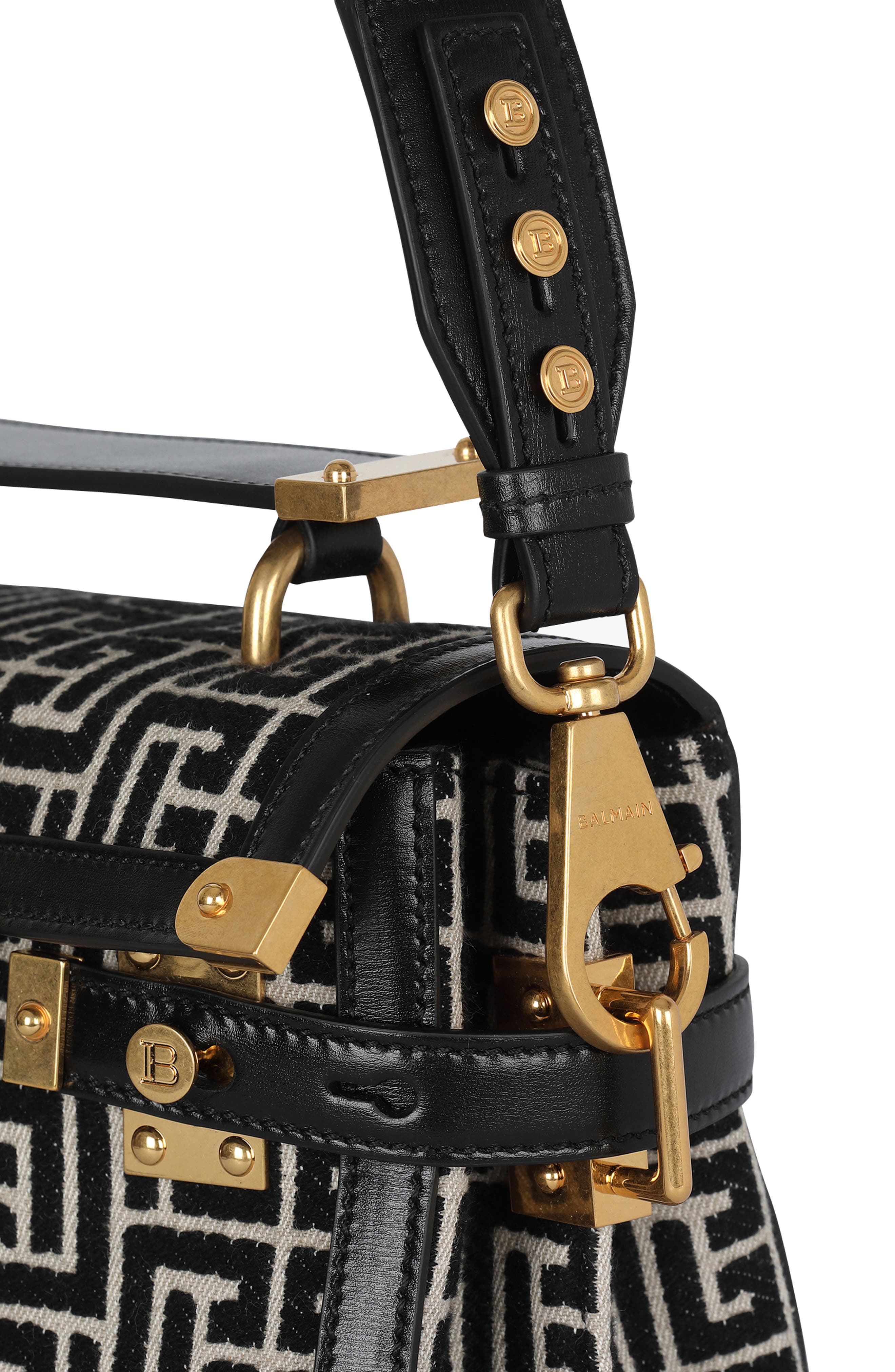 Balmain B-Buzz 23 Monogram Jacquard Top Handle Bag, Alternate, color, 