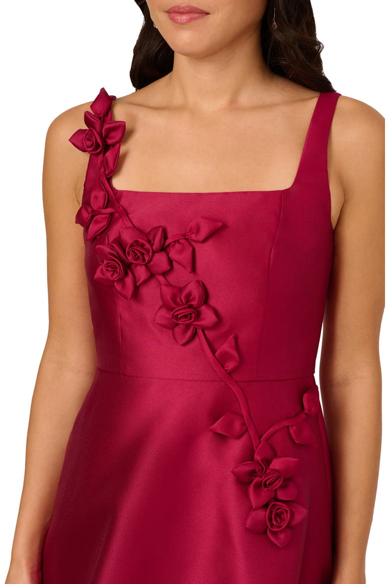 Mikado 3D Petal Fit & Flare Dress, Alternate, color, RED PLUM