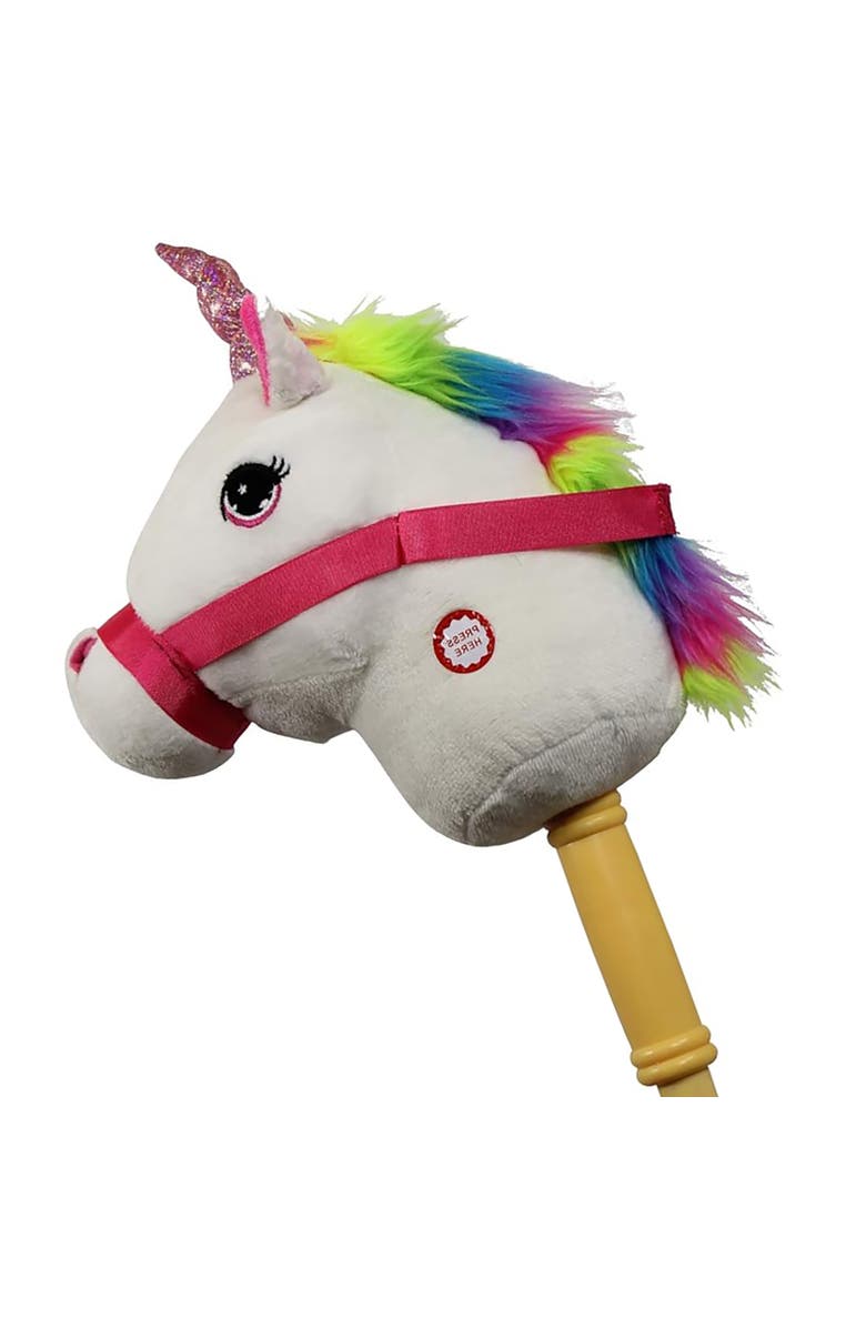 Ponyland White Unicorn Stick Horse with Sound, Alternate, color, Multicolored