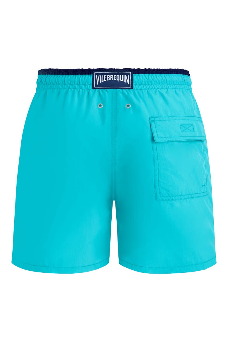 Men's Solid Bicolor Length Swim Trunks, Alternate, color, BORA BORA