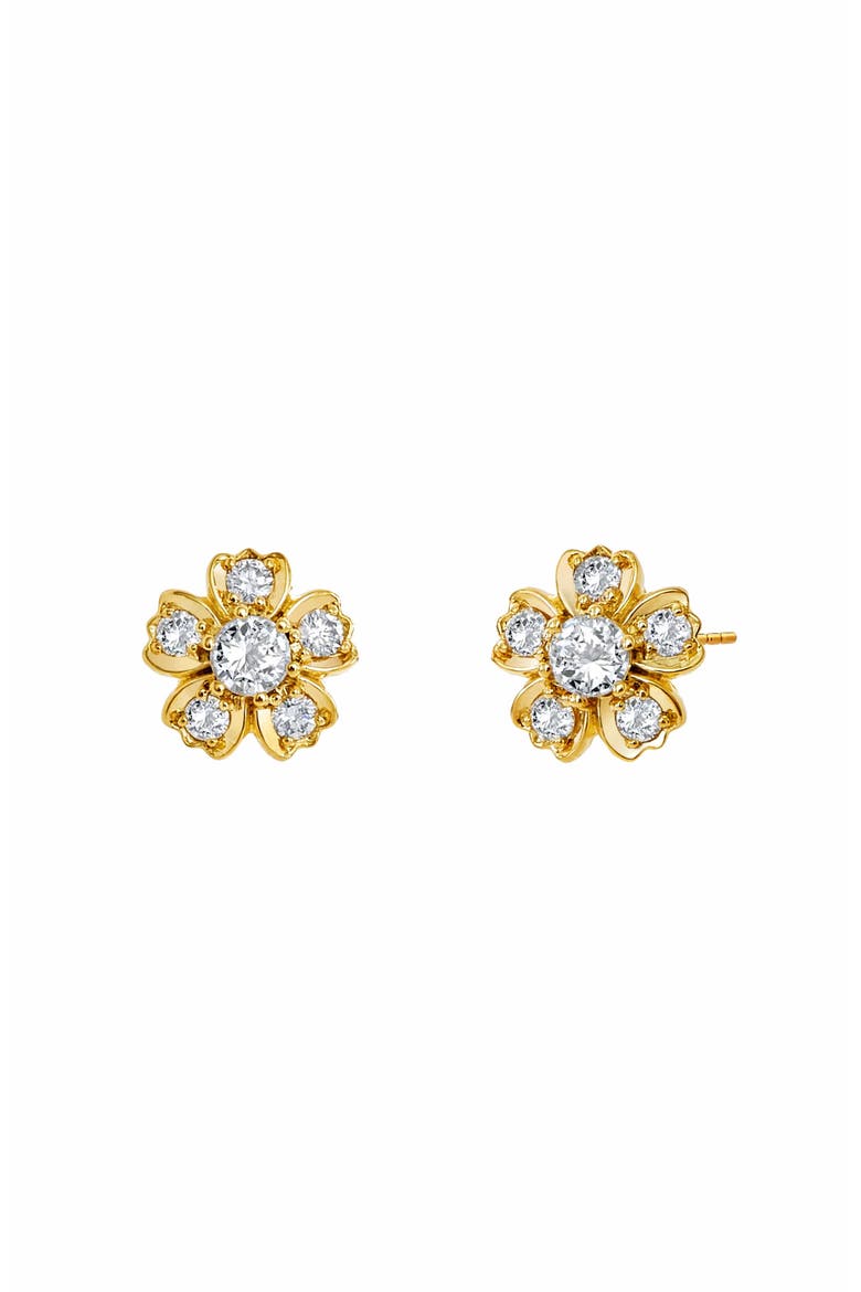 Diamond Flower Studs, Main, color, Diamond