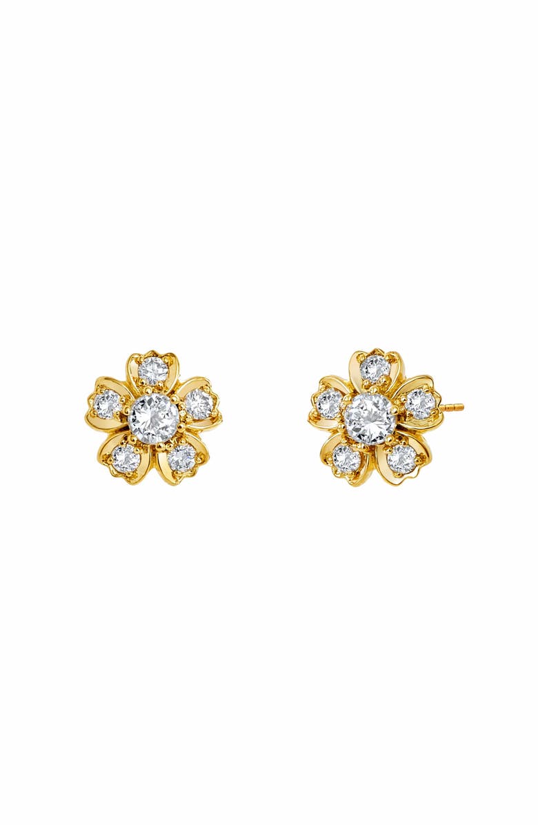 SYNA Diamond Flower Studs, Main, color, Diamond