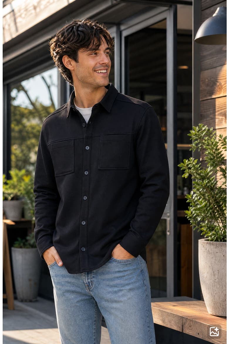 Heavyweight Shirt Jacket, Alternate, color, BLACK