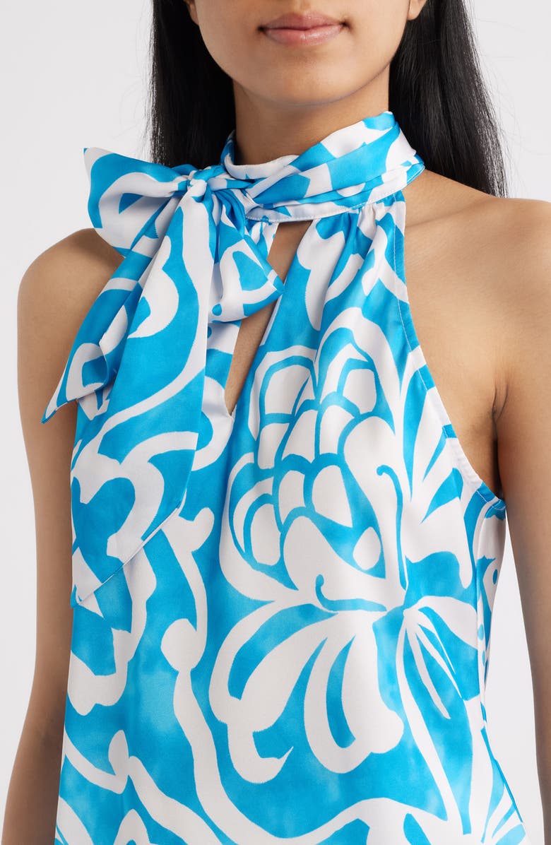 Tahari ASL Pleated Mock Neck Top, Alternate, color, Blue Jewel