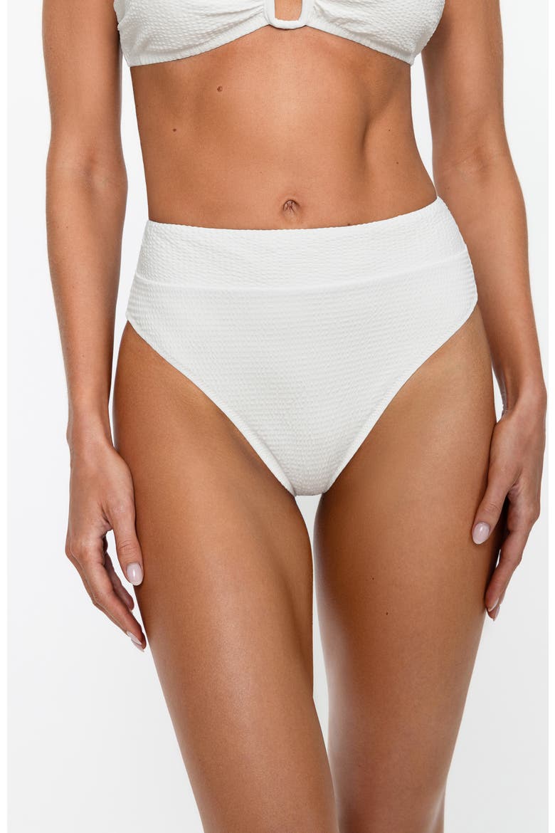 Striped Cutout High-Waisted Bikini Set, Alternate, color, White