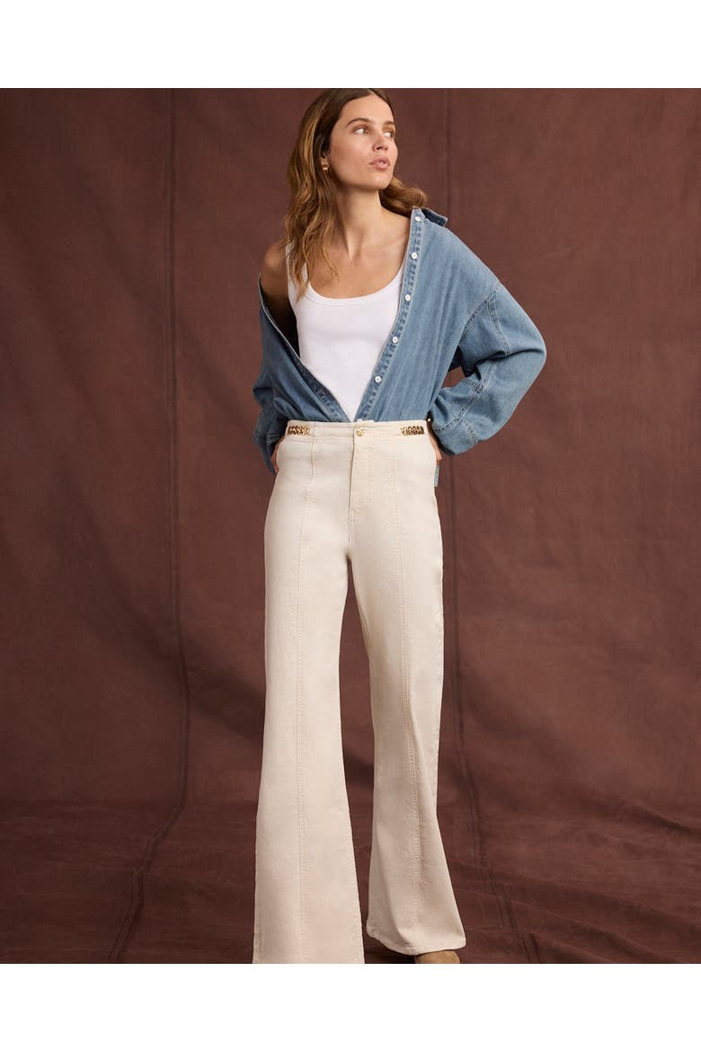 Full Length Flared Jeans, Alternate, color, Cream